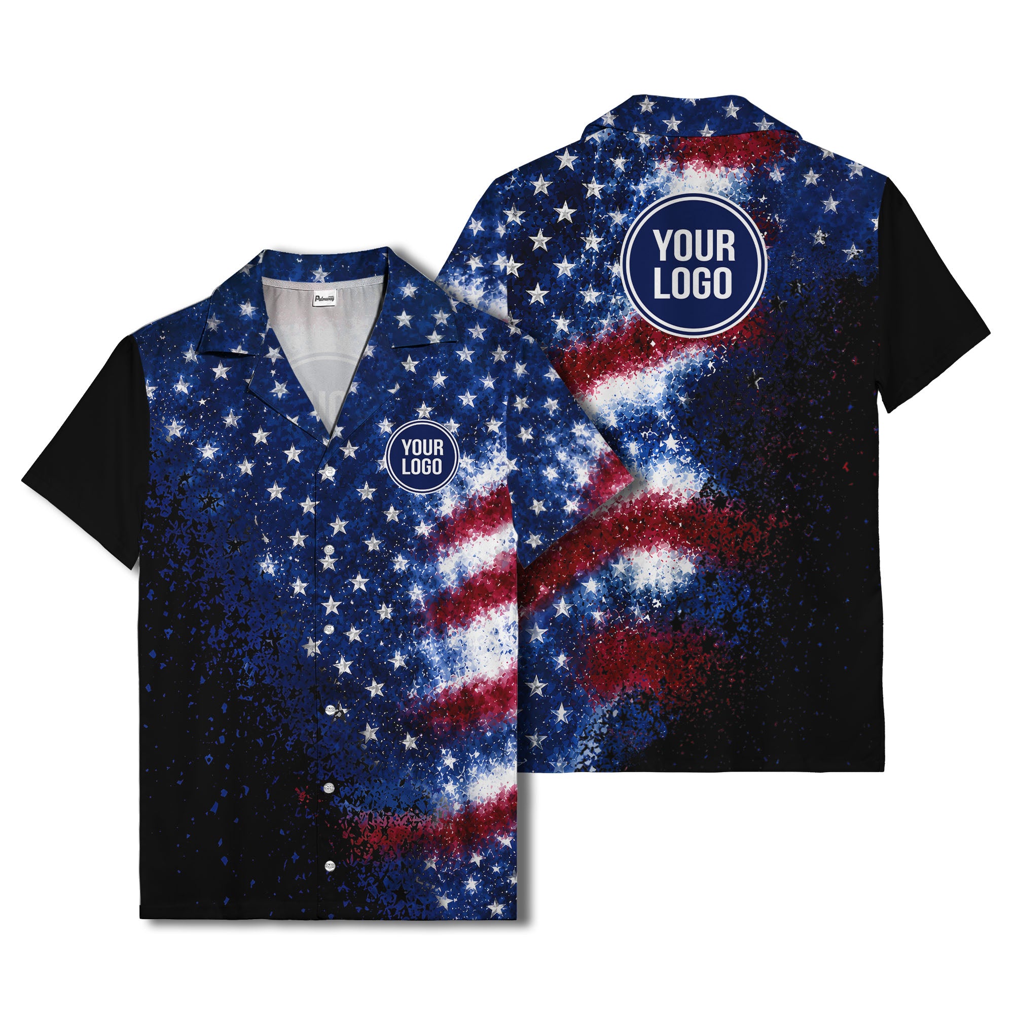 stars & stripes watercolor splash patriotic hawaiian shirt