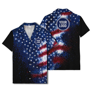 stars & stripes watercolor splash patriotic hawaiian shirt