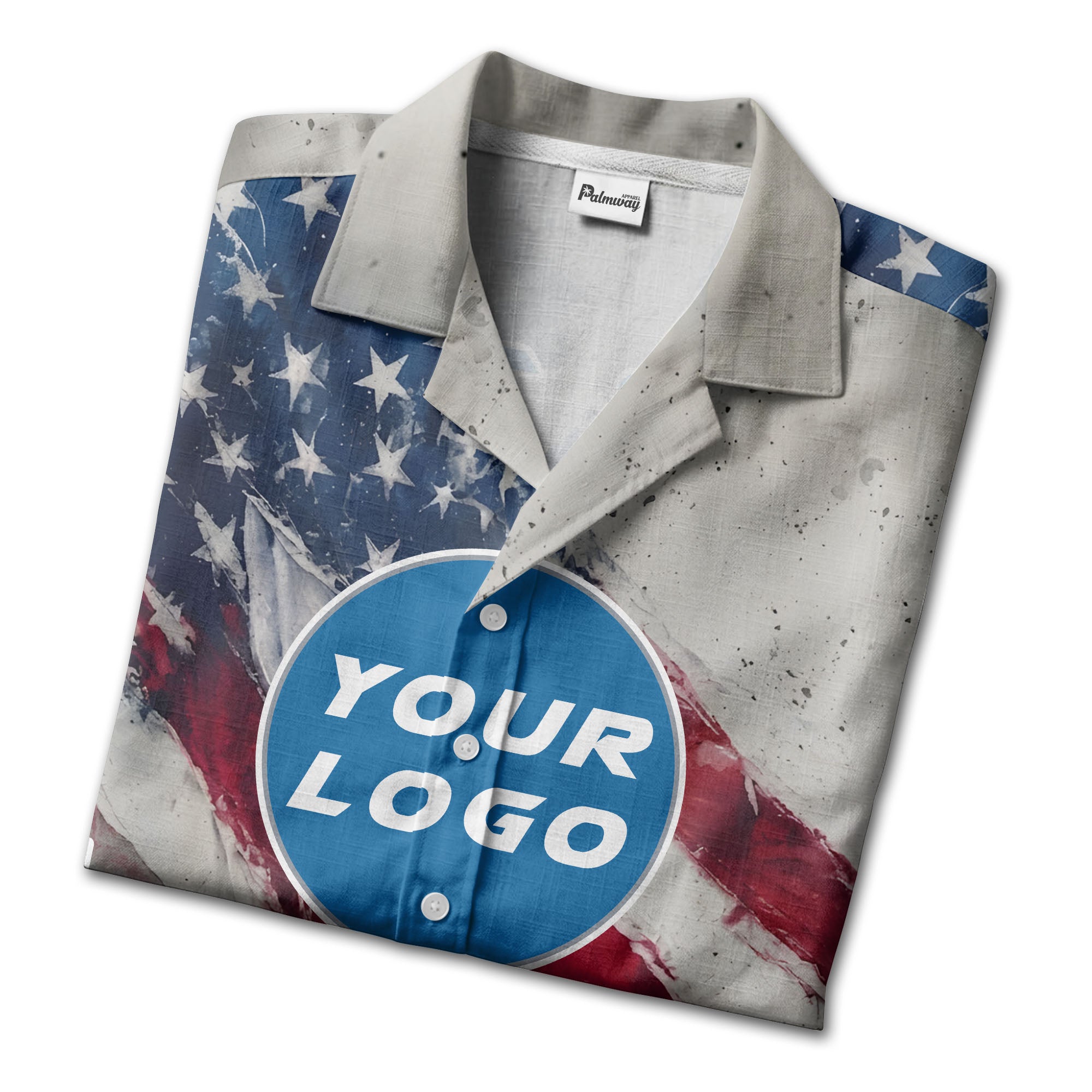 stars & stripes watercolor us flag custom circle logo hawaiian shirt
