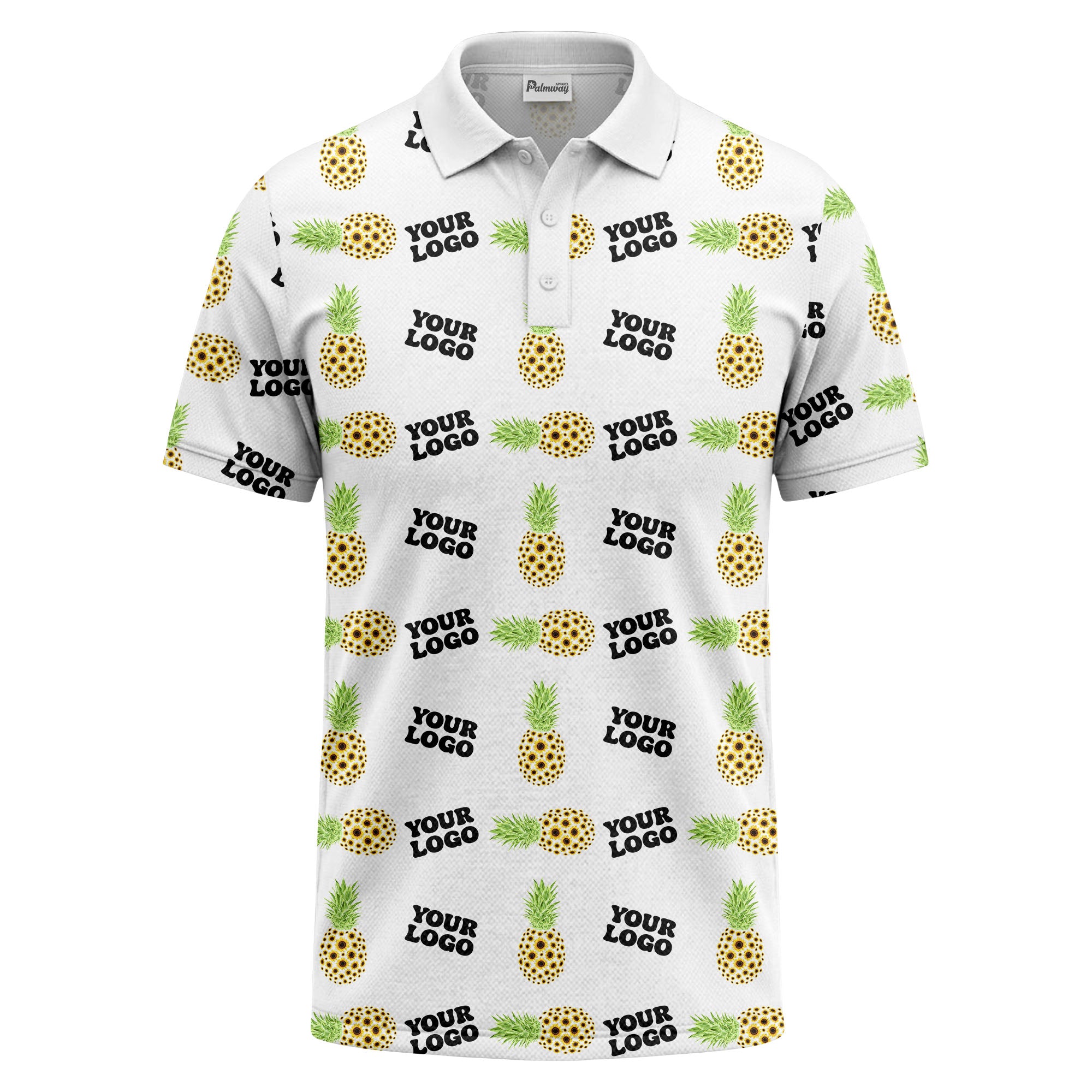 sunflower pineapple repeat custom logo polo shirt for beach days