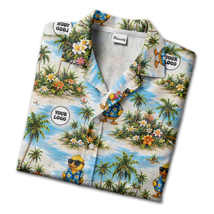 sunglasses ducks & palm trees beach scene hawaiian shirt for men