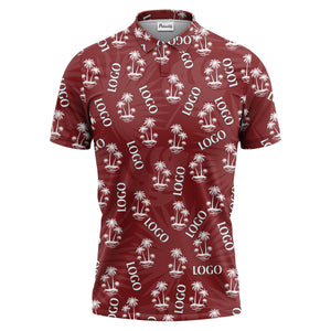 teal tropical island palm trees vacation ready polo shirt for beach days