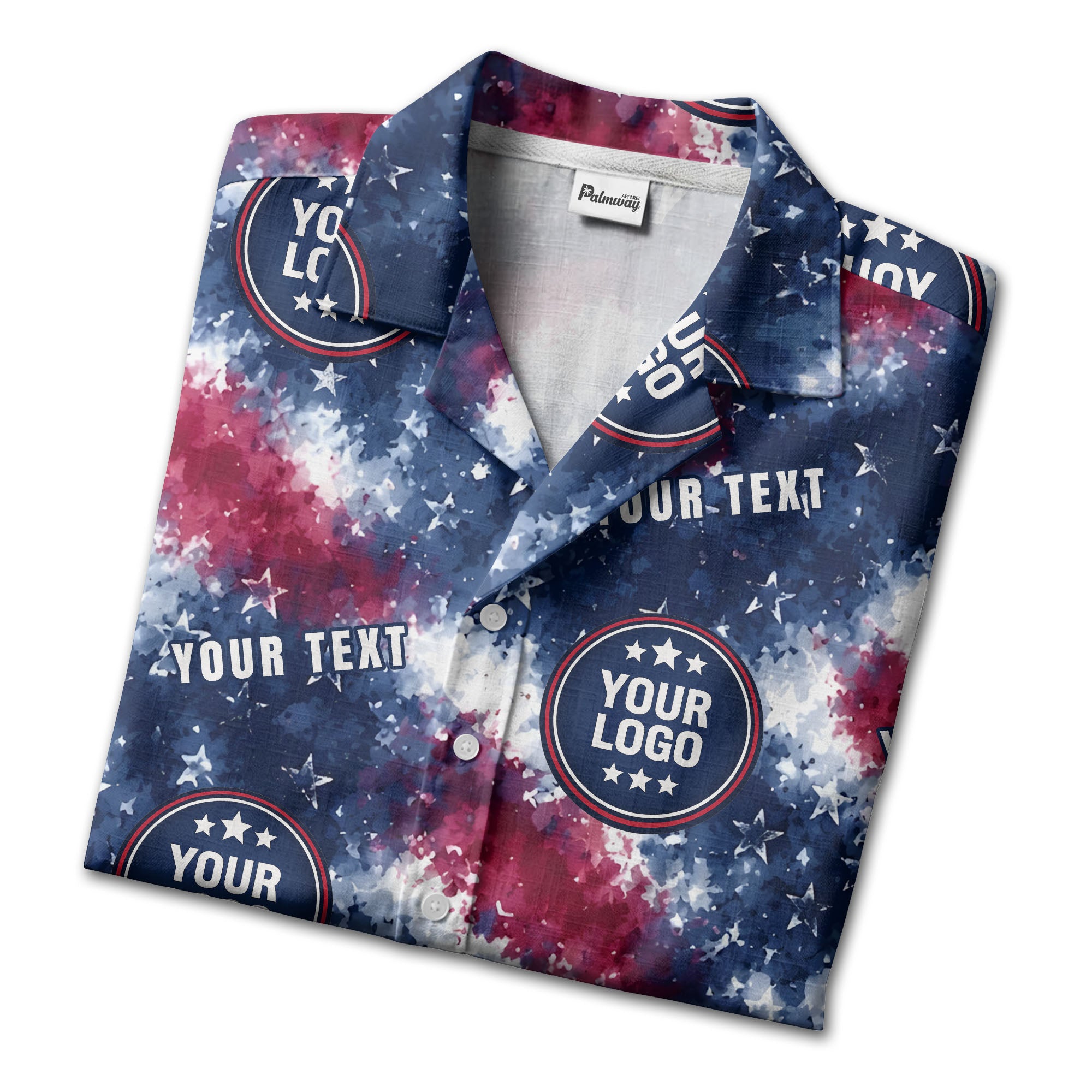 tie-dye stars & flag custom logo patriotic hawaiian shirt for men