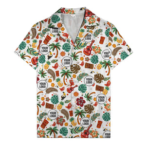 tiki masks & pineapples watercolor hawaiian shirt with toucans & ukuleles