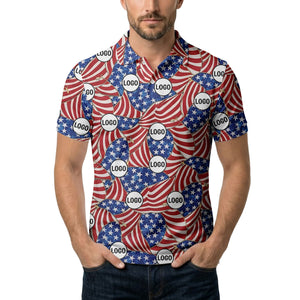 usa flag stars & stripes tropical hawaiian polo shirt for proud patriots