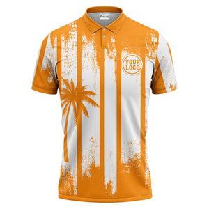 vertical striped palm trees grunge texture polo shirt for men