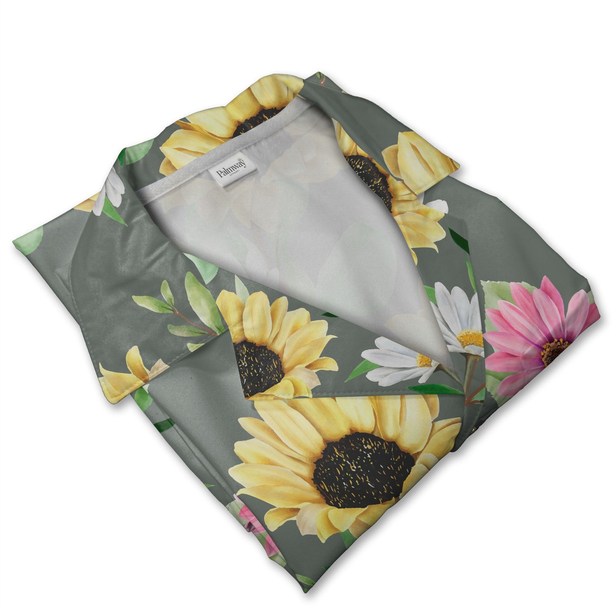 Vibrant Sunflower Bouquet Hawaiian Shirt on Dark Olive Green