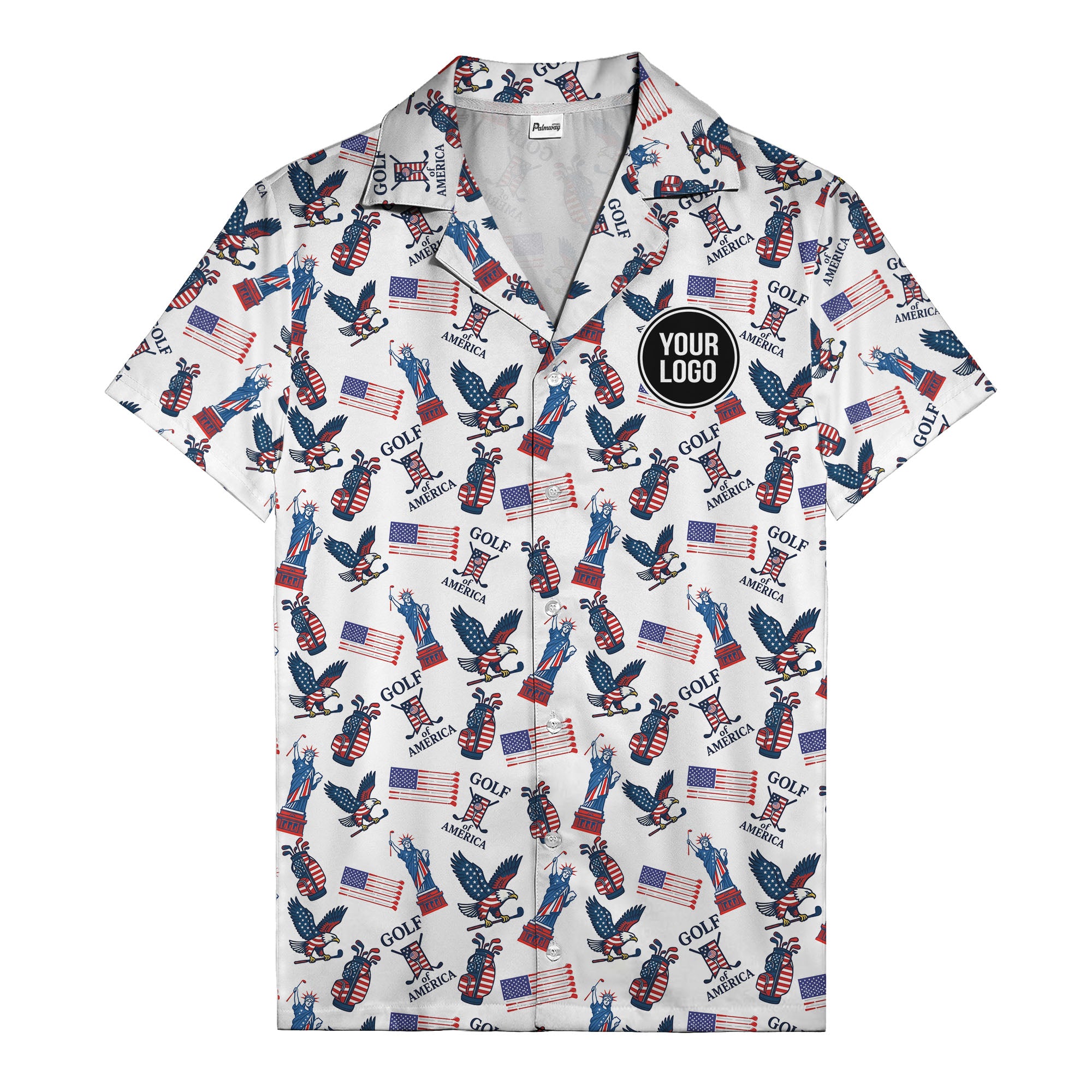 vintage 50s bald eagles & statue of liberty golf hawaiian shirt