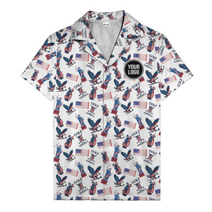vintage 50s bald eagles & statue of liberty golf hawaiian shirt