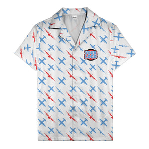 vintage airplane repeat pattern hawaiian shirt for aviation fans