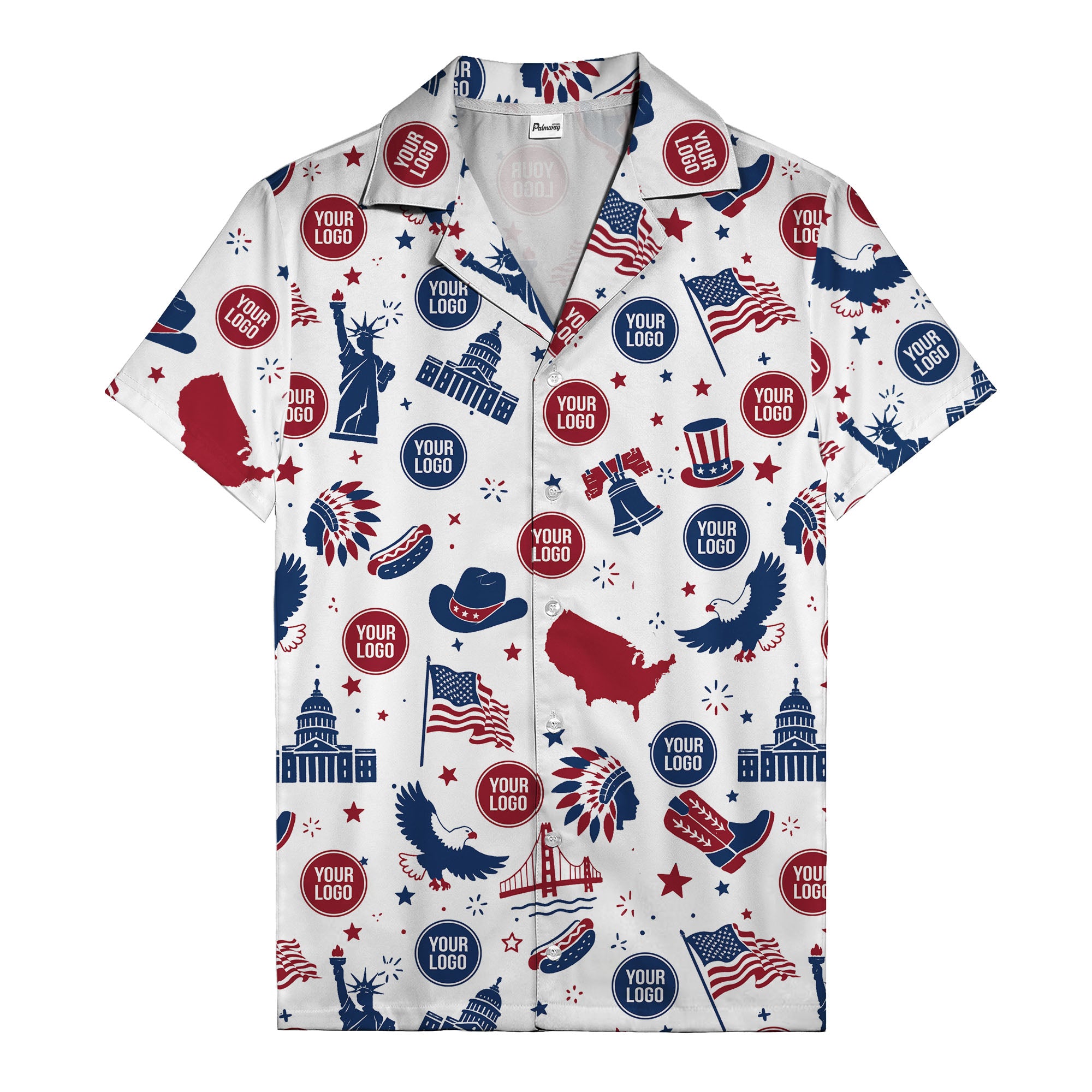 vintage cartoon statue of liberty & eagles patriotic hawaiian shirt