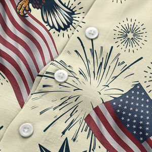 Vintage Eagle Fireworks Aloha Shirt For Independence Day Hawaiian Shirt