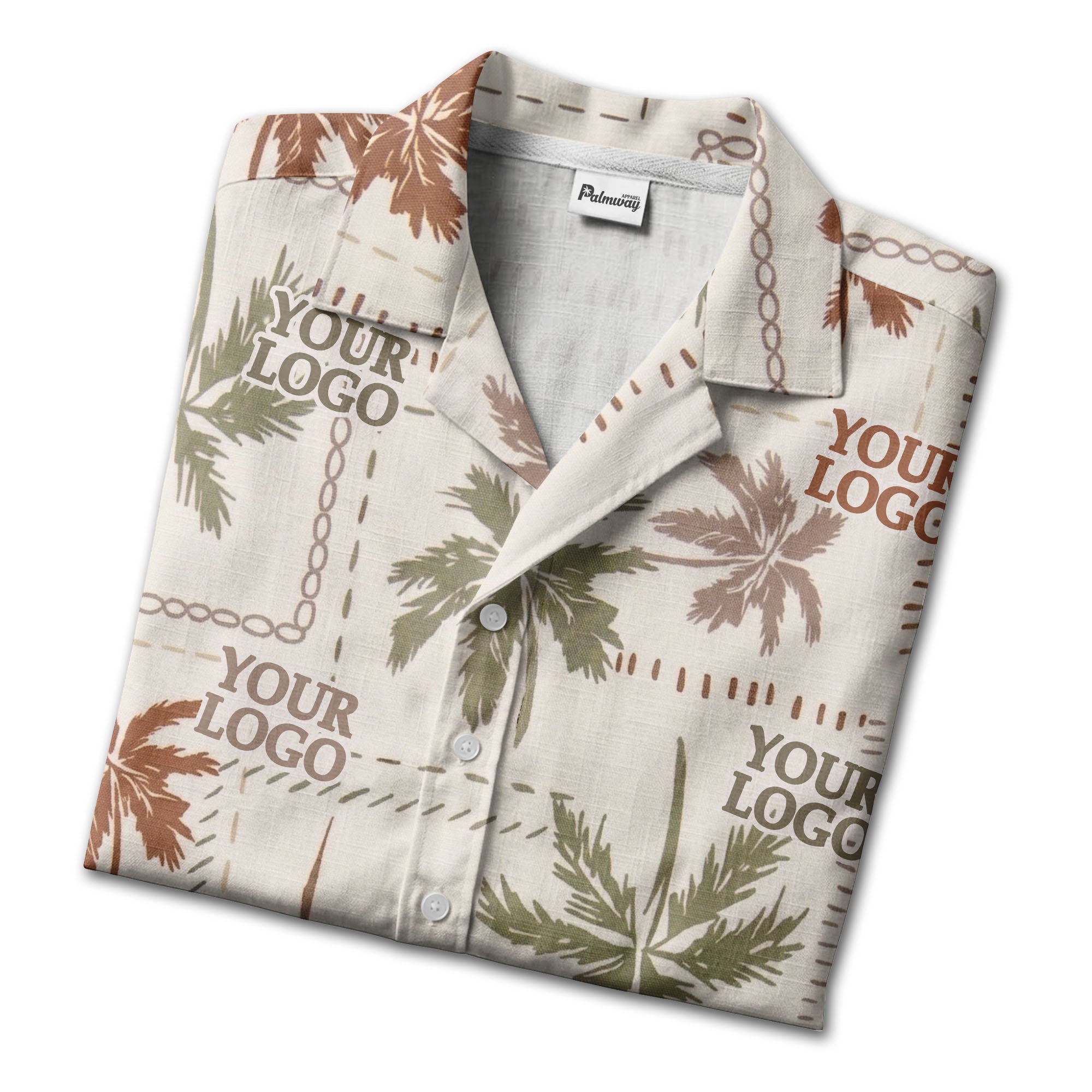 vintage palm tree repeat with custom logos hawaiian shirt