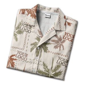 vintage palm tree repeat with custom logos hawaiian shirt