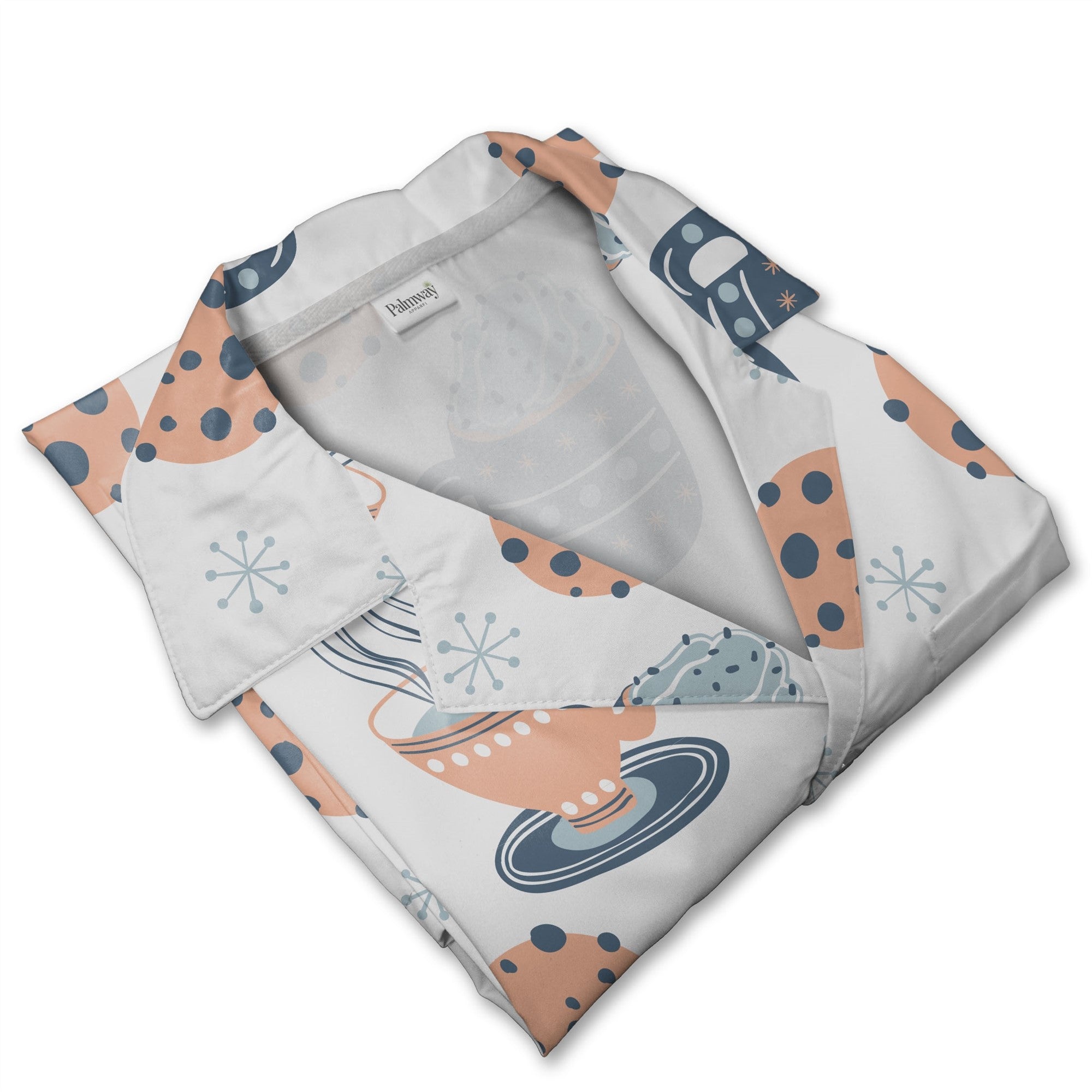 Warm Cocoa Mug Hawaiian Shirt with Cookies and Whipped Cream Design