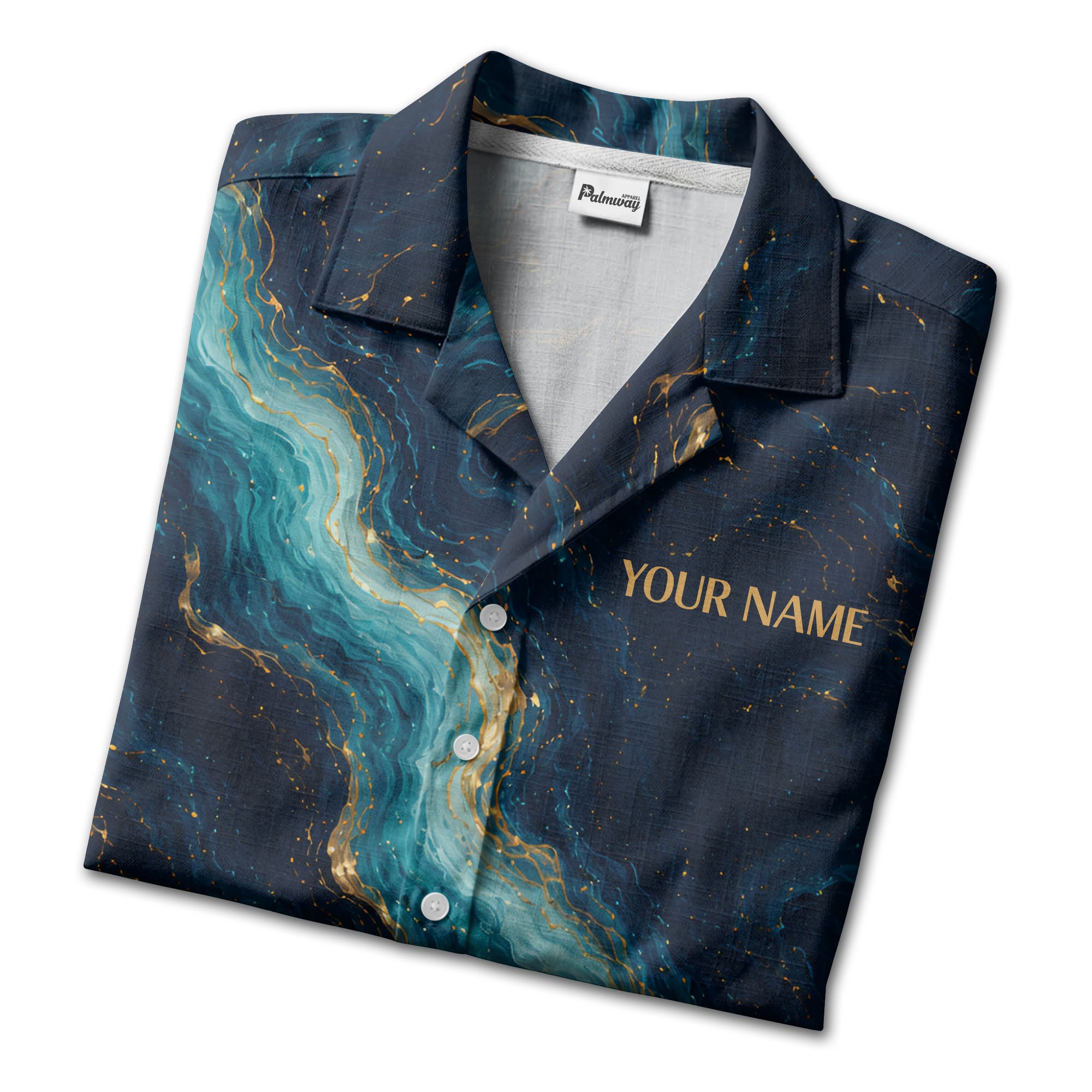 watercolor cruise ship & compass rose ocean waves nautical hawaiian shirt