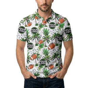 watercolor football & palm trees ice cubes tropical beach polo shirt for men