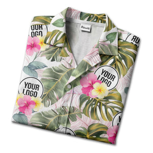 watercolor monstera hibiscus floral hawaiian shirt for men