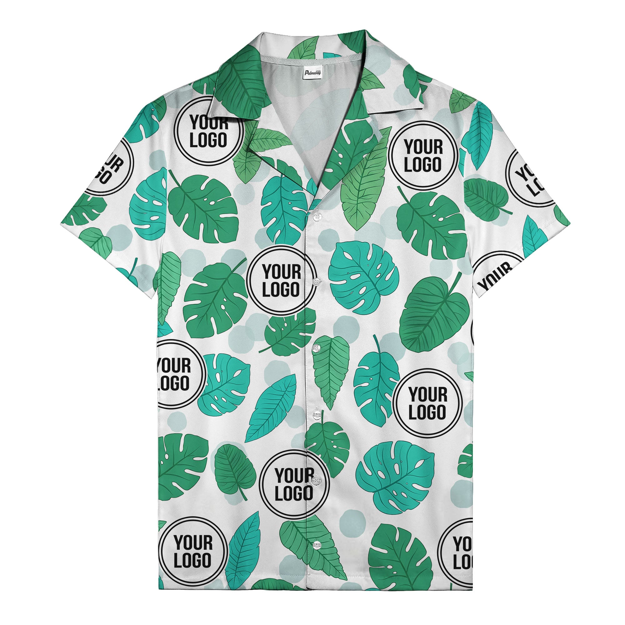watercolor monstera leaf repeat & signature logo hawaiian shirt
