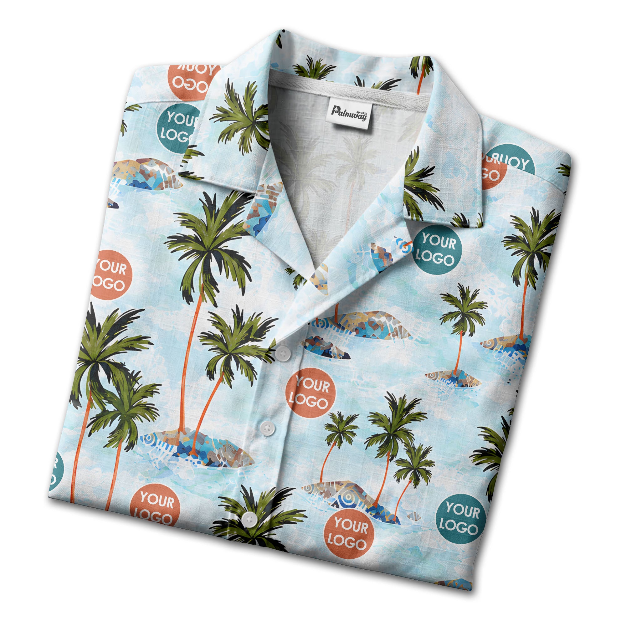watercolor palm trees & surfboards island repeat hawaiian shirt