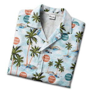 watercolor palm trees & surfboards island repeat hawaiian shirt