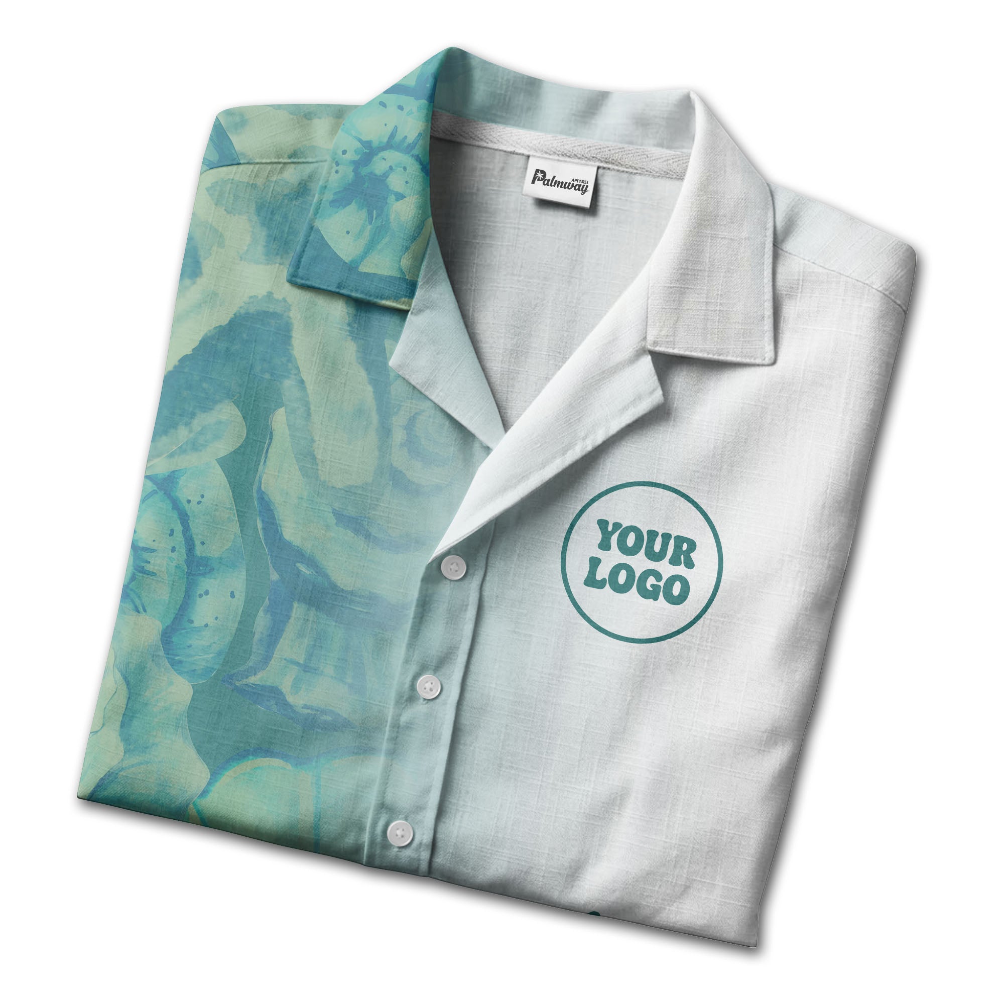 watercolor rose petal vertical name personalized teal hawaiian shirt