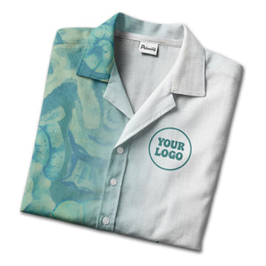 watercolor rose petal vertical name personalized teal hawaiian shirt