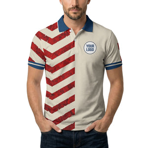 watercolor rose petals diagonal stripes cream beige golf polo shirt