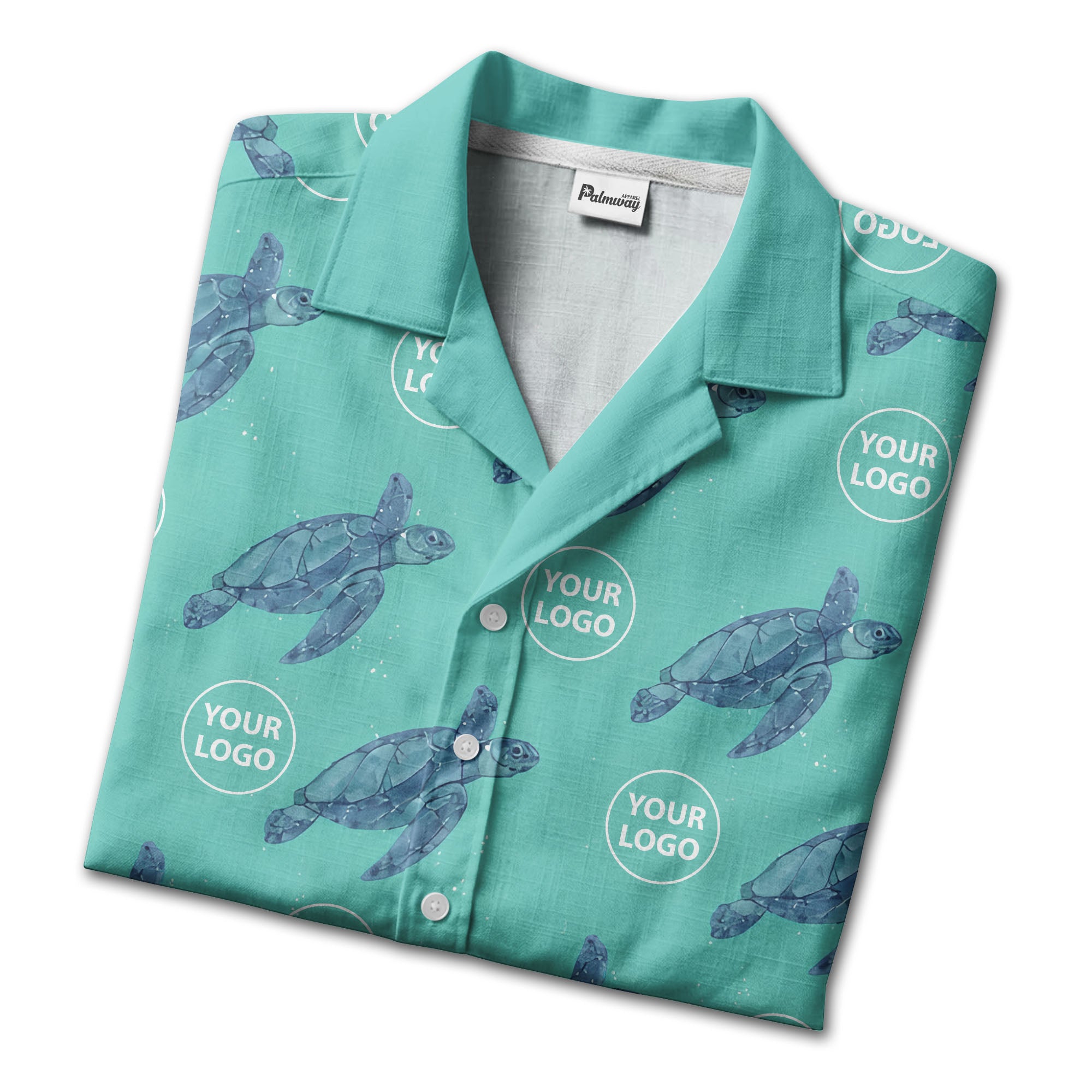 watercolor sea turtle repeat hawaiian shirt with custom logo slots