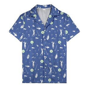 Whimsical Golfers Palm Wave Hawaiian Shirt Aloha Button Down Shirt