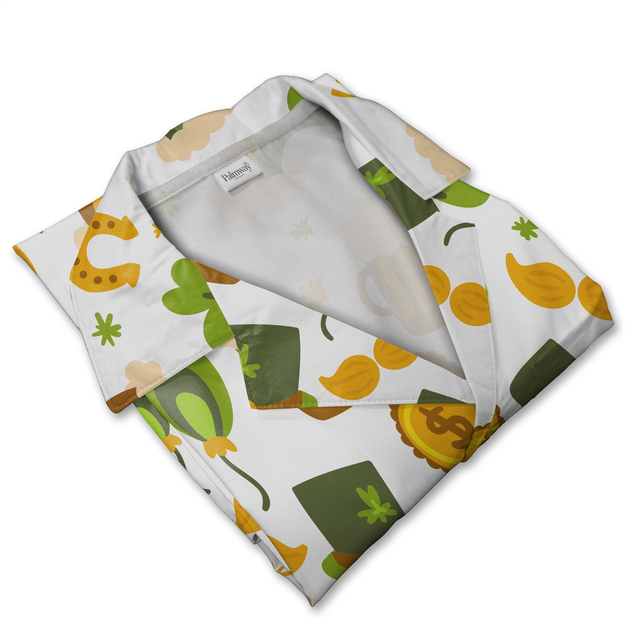 Whimsical St Patricks Day Hawaiian Shirt with Leprechaun Boots and Rainbows