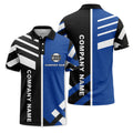 Custom Asymmetric Color Split & Diagonal Stripe Graphic Short Sleeve Polo Shirt - Personalized Name & Logo HVAC Uniform Polo