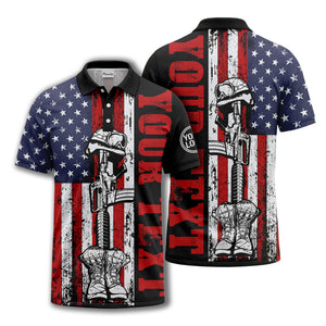 american flag military helmet combat boots polo shirt for men