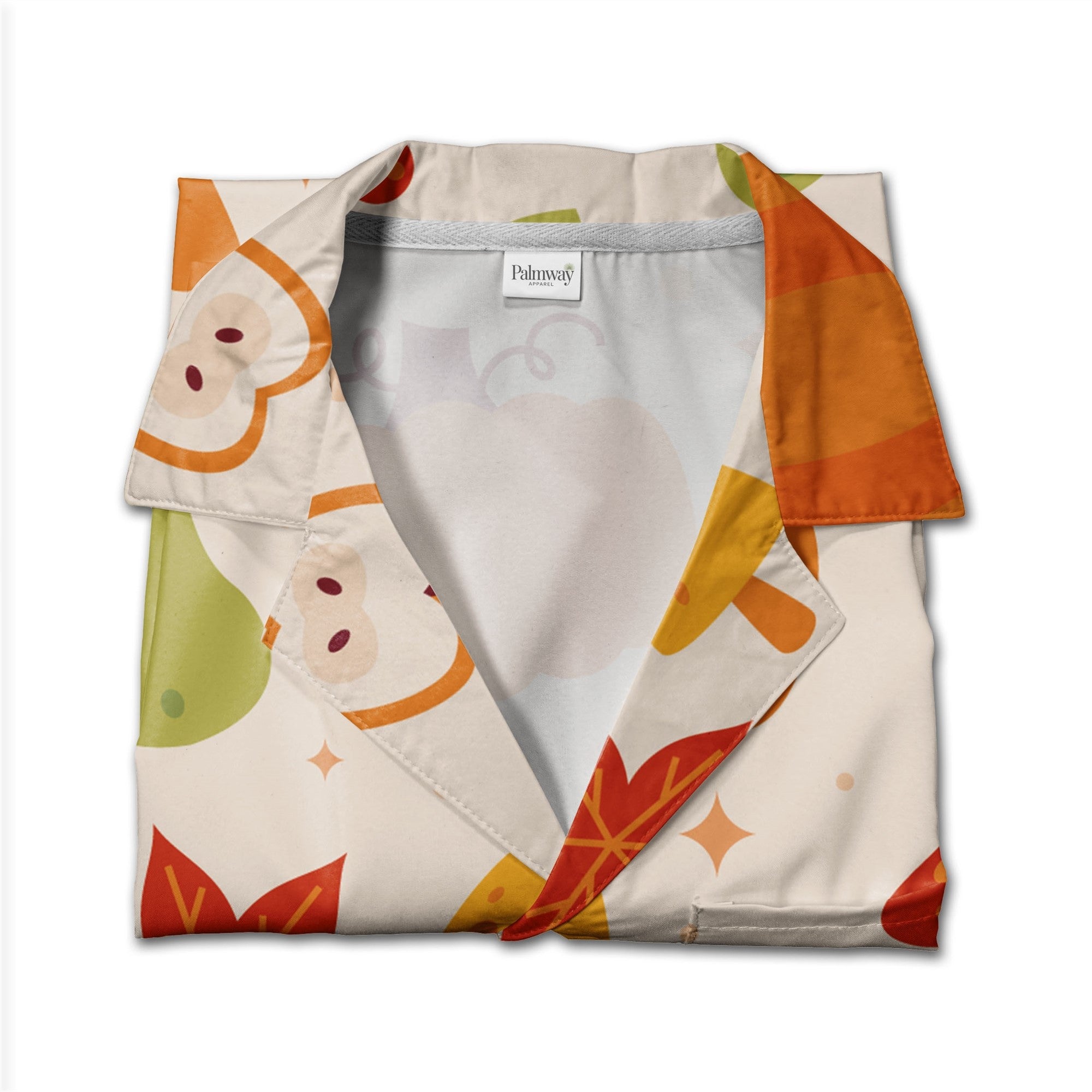 Autumn Harvest Hawaiian Shirt with Pumpkins Mushrooms and Maple Leaves