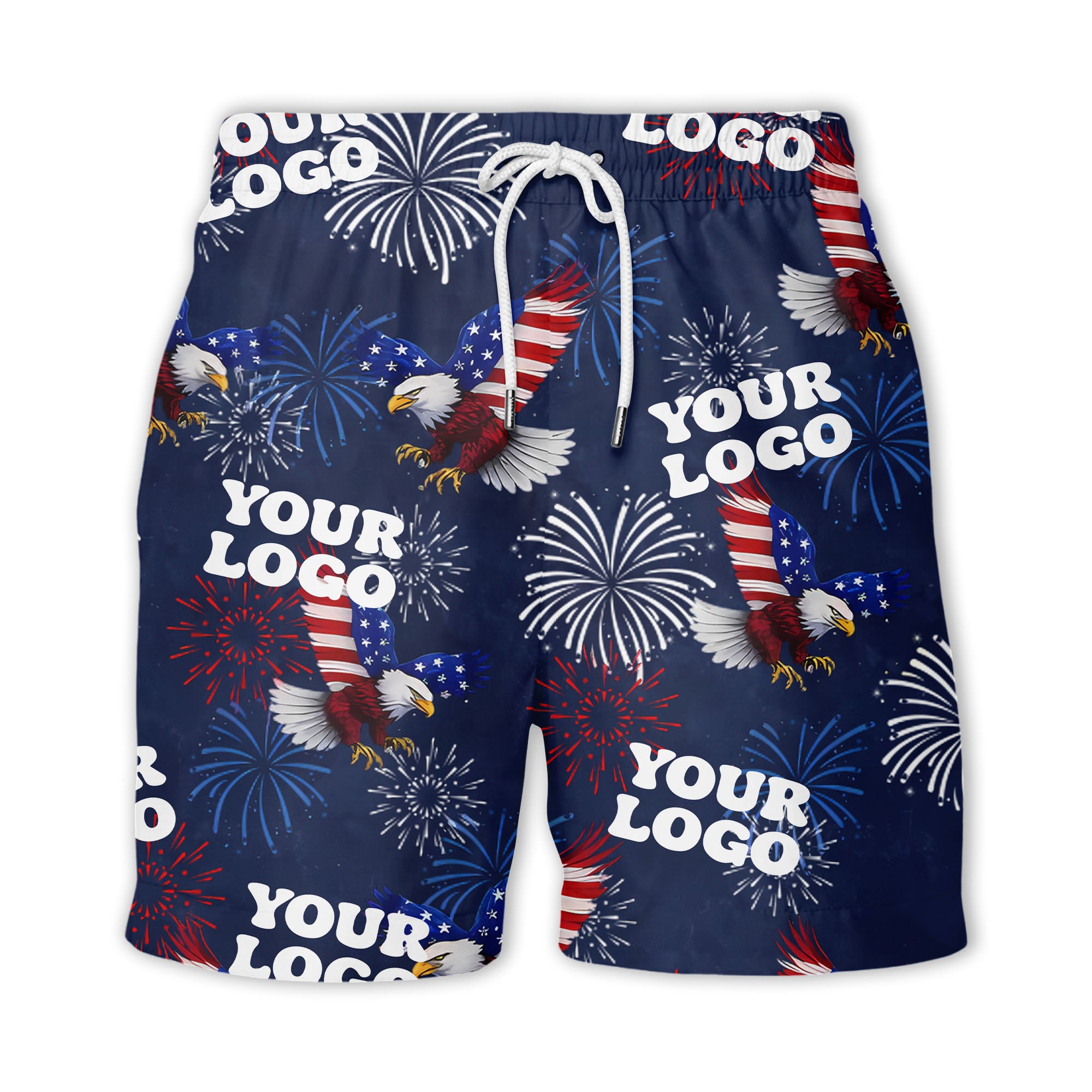 bald eagles fireworks american flag burst navy blue patriotic hawaiian shirt