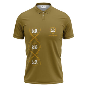 black gold infinity spiral shield team name graphic polo shirt for men