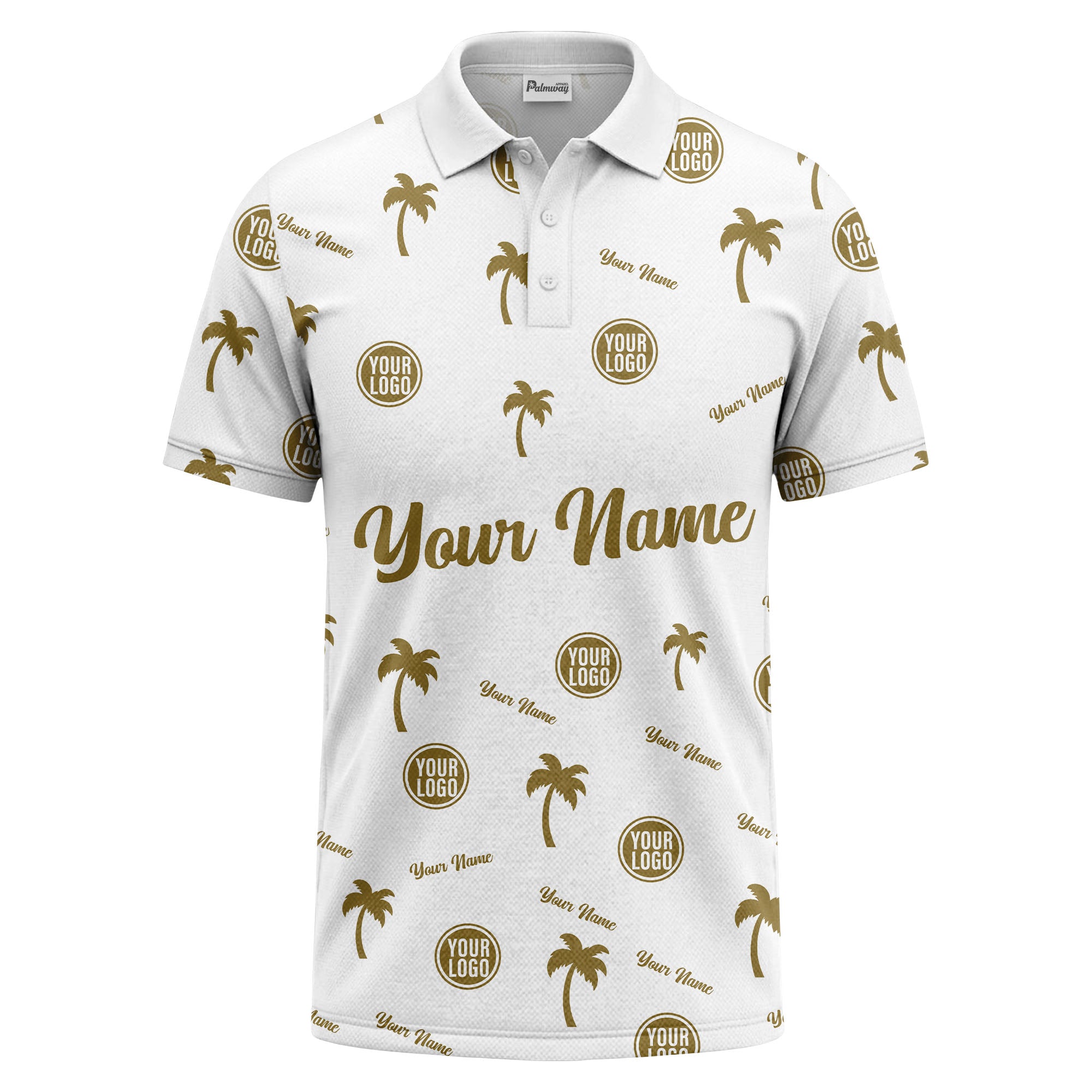 black palm tree silhouettes personalized polo shirt with custom logos