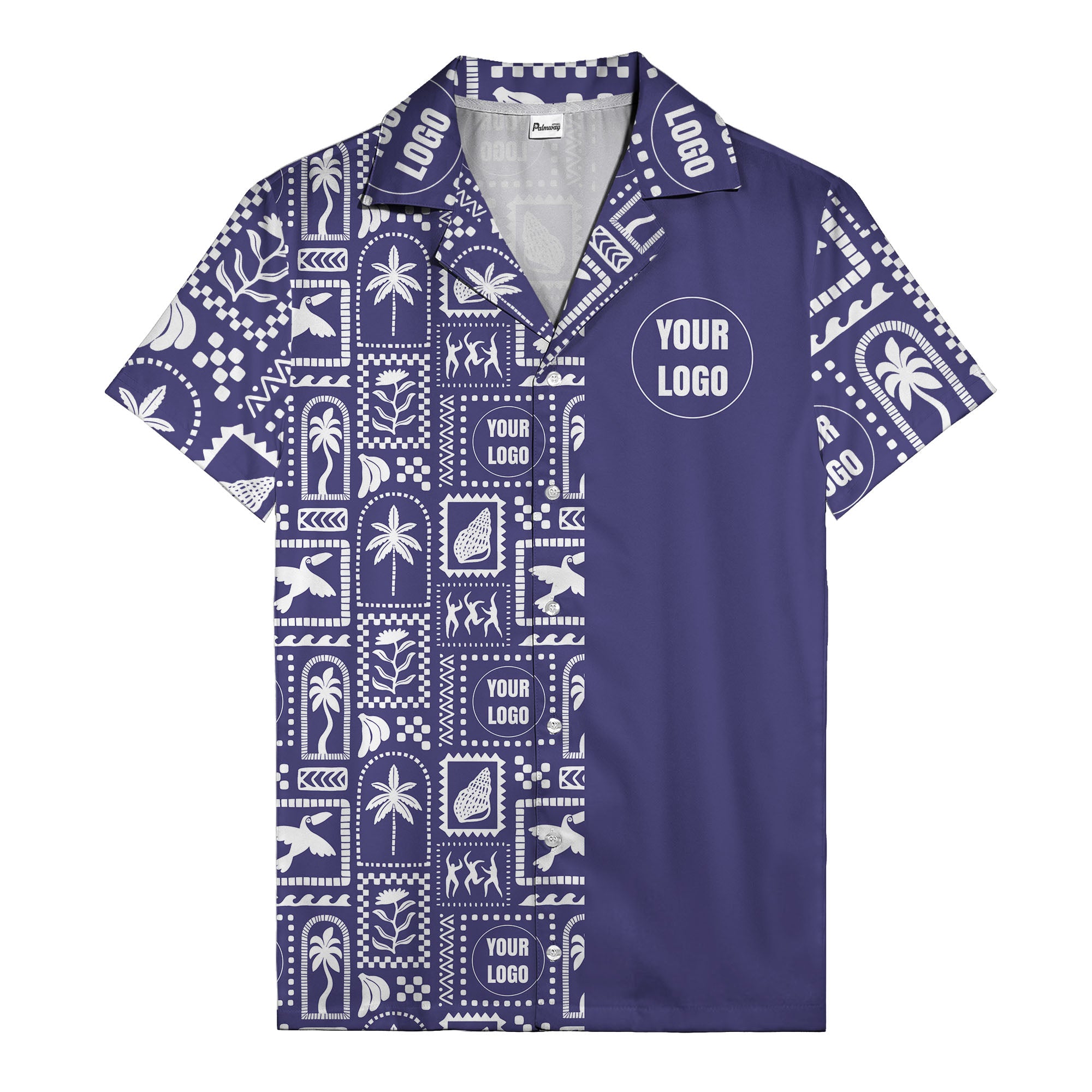 black palm trees & toucans graphic hawaiian shirt for men