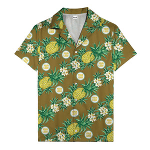 black pineapple & plumeria photographic all over hawaiian shirt
