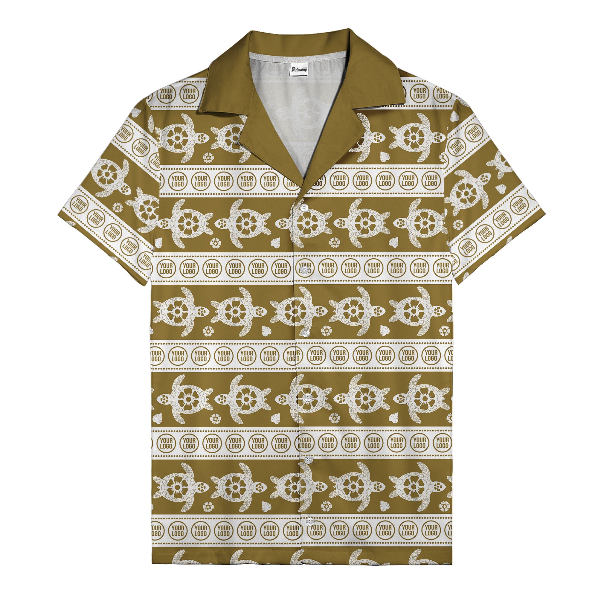 black sea turtles & white floral repeat hawaiian shirt for men