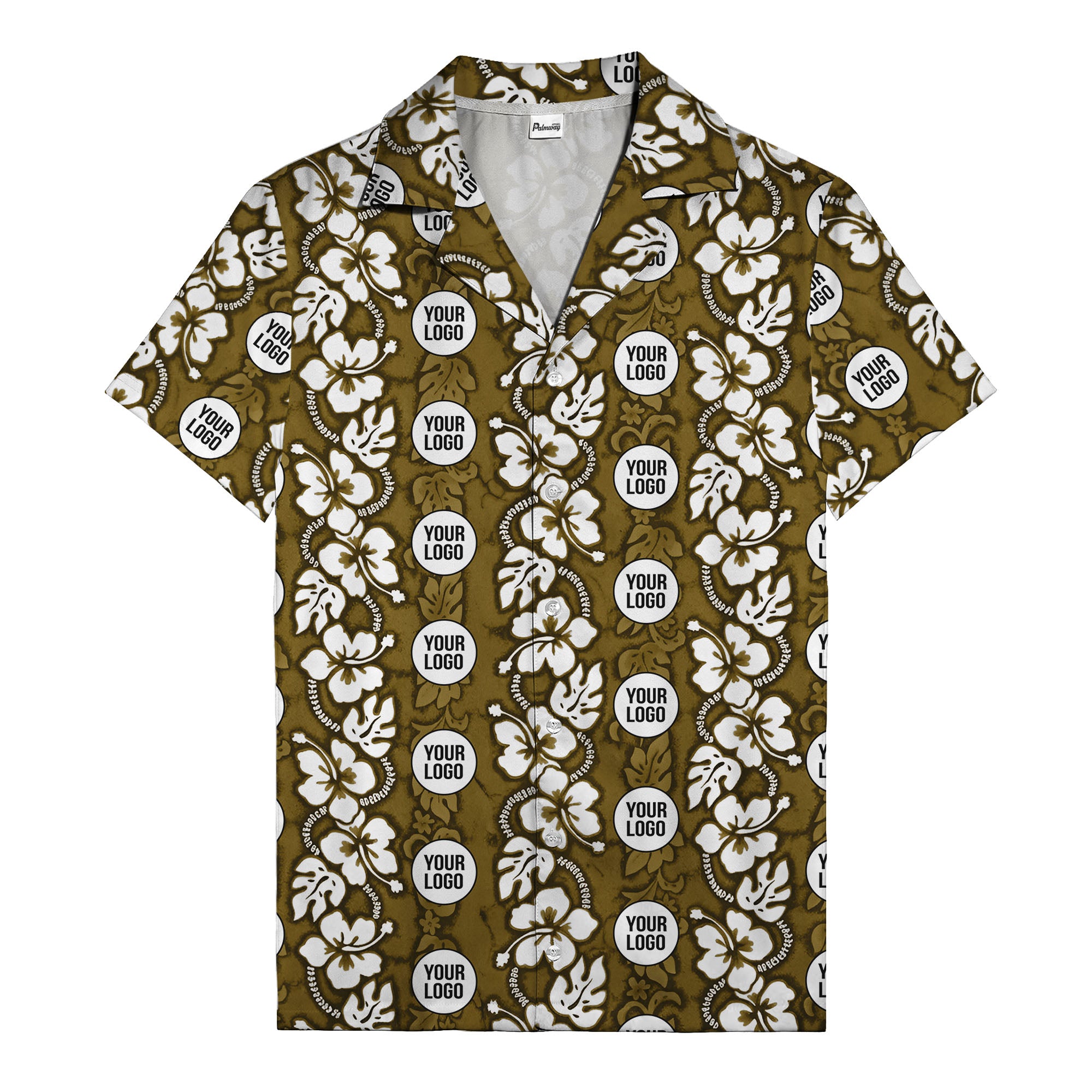 black & white hibiscus monstera custom logo hawaiian shirt for men