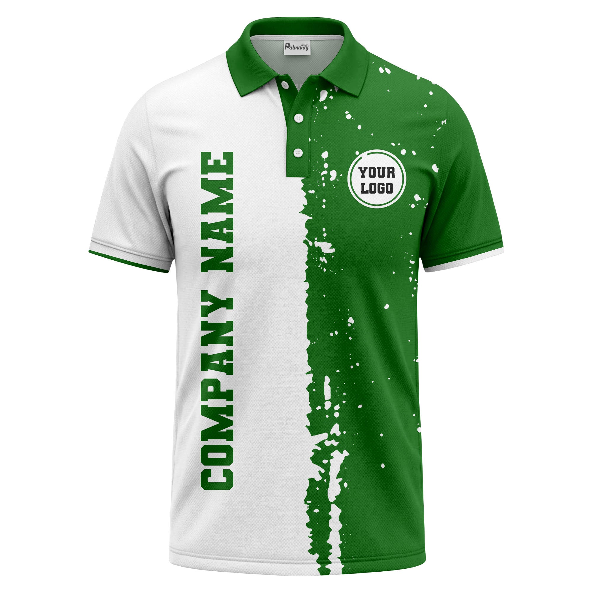 black white paint splatter custom logo corporate polo shirt