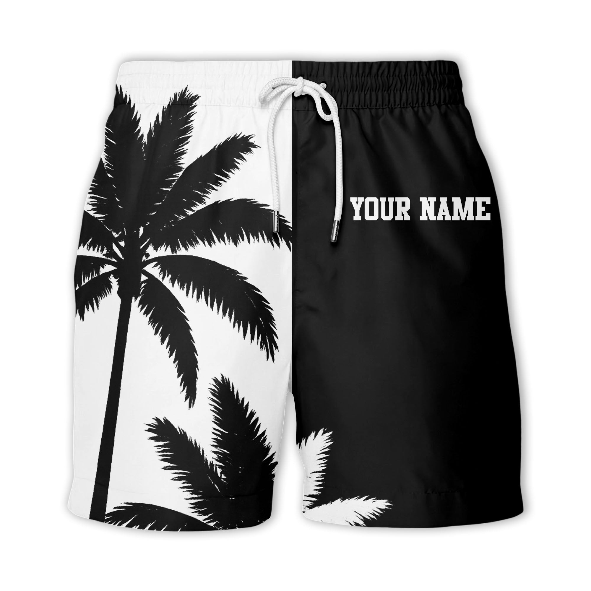 black white palm tree silhouette contrast tropical hawaiian shirt for men