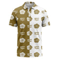black white rose repeat custom logo monochrome polo shirt