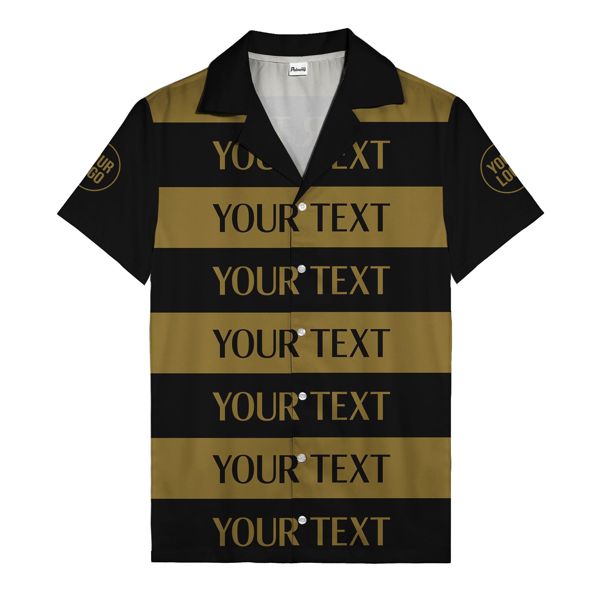 bold horizontal stripes customizable text hawaiian shirt for men