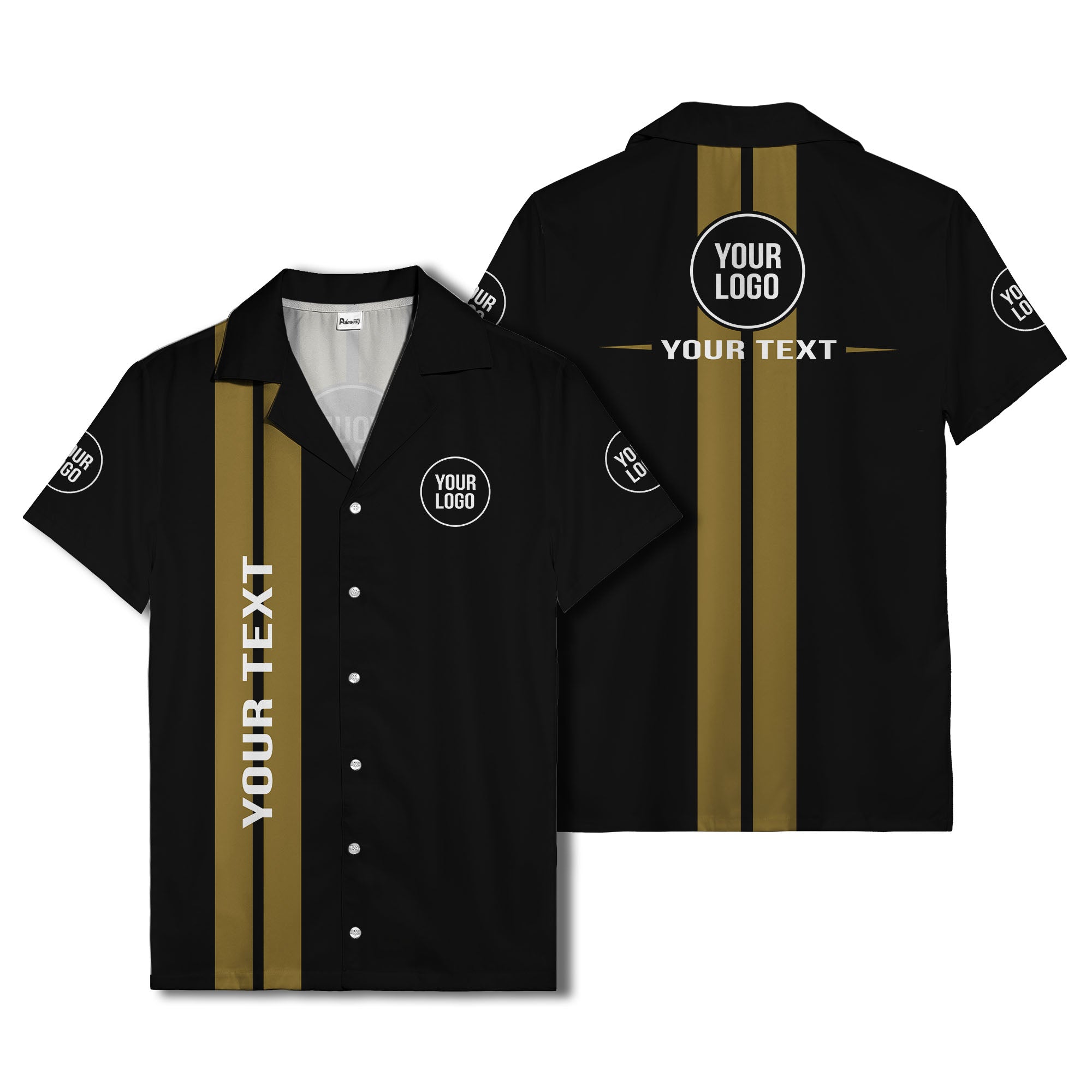 bold vertical stripe custom logo hawaiian shirt for men