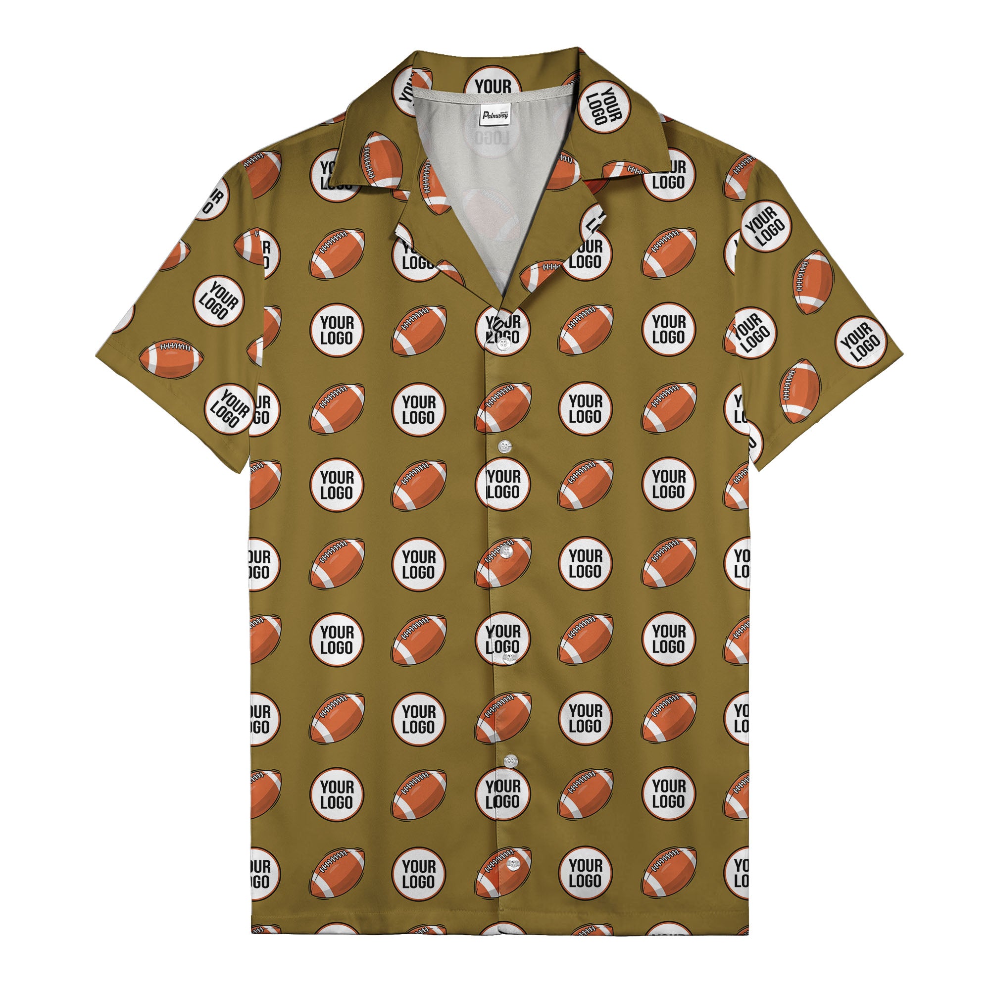 cartoon football field custom logo pattern black hawaiian shirt for men