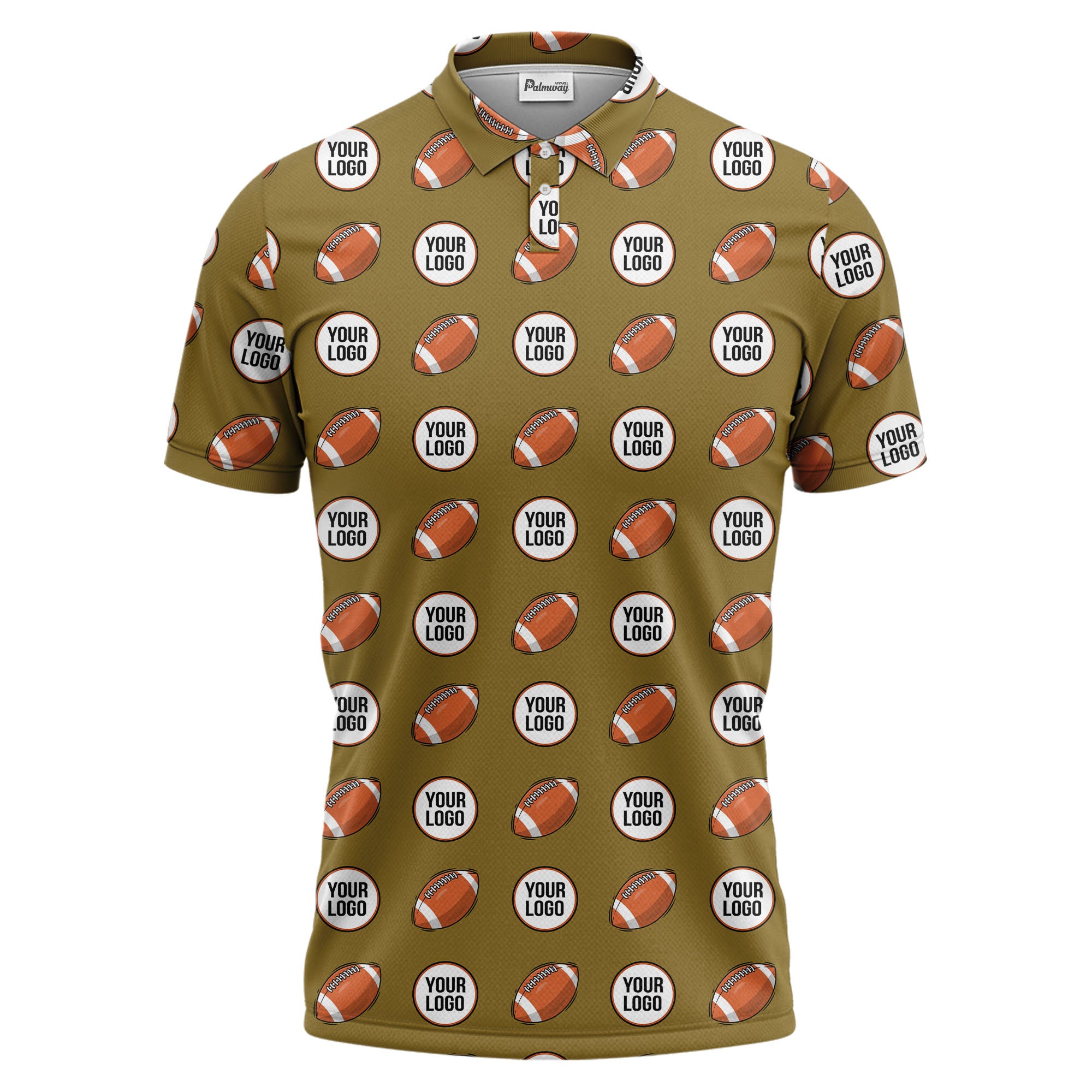 cartoon football logo circle repeat black sports polo shirt for men