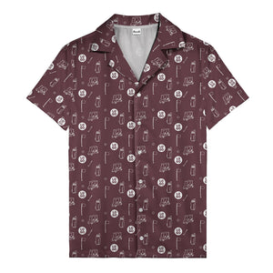 cartoon golf carts & clubs fairway fun dark green hawaiian shirt for men