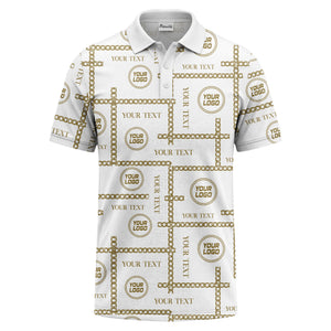chain link grid custom logo monochrome polo shirt for men